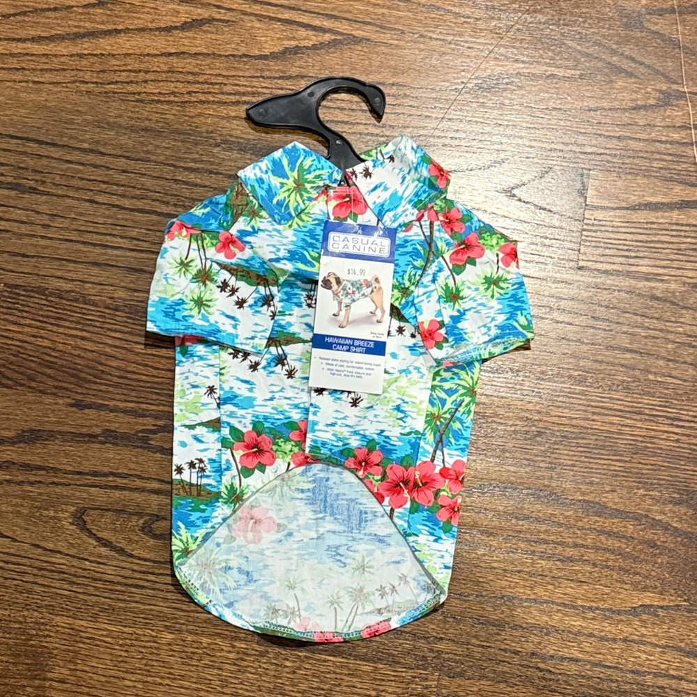 Casual Canine Hawaiian Dog Shirt - Blue and Red